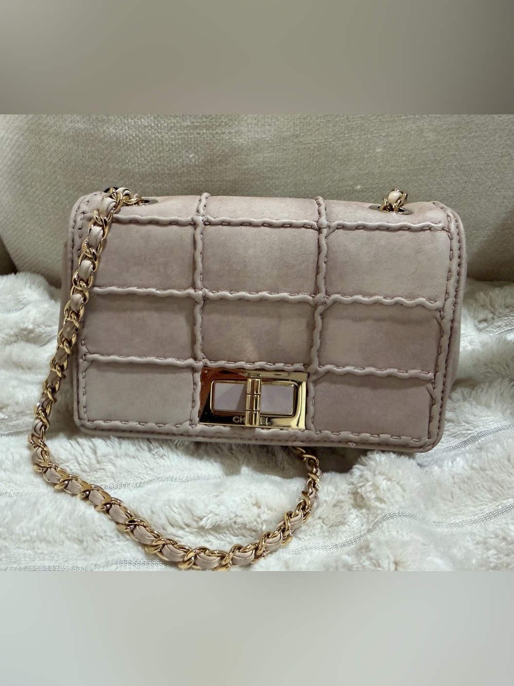 Chanel Mini Beige Lambskin 2.55 Flap Bag